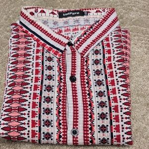 ValPave Red and White Geometric Men's Shirt